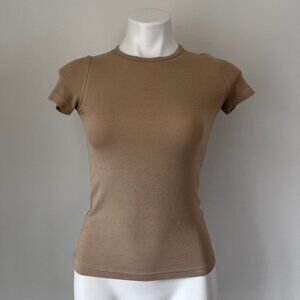 Something Navy Kids Tan Ribbed Short Sleeve Tee